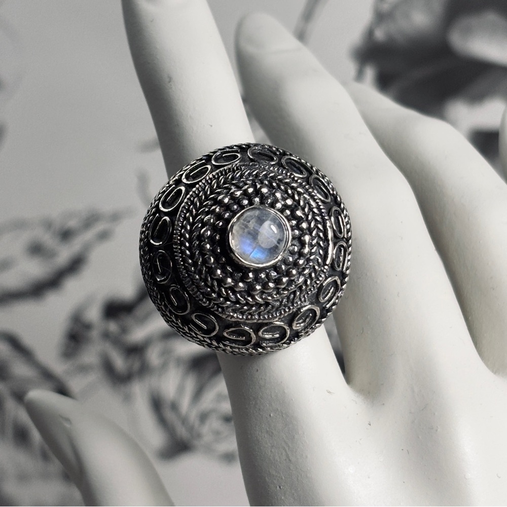 Amrita Singh Silver & Moonstone Dome Statement Ring, Szs 6/7/8